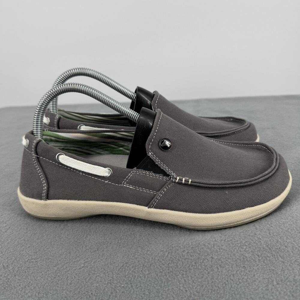 Walk Hero Womens 9 Gray‎ Plantar Fasciitis Canvas Walking Casual Boat Loafers